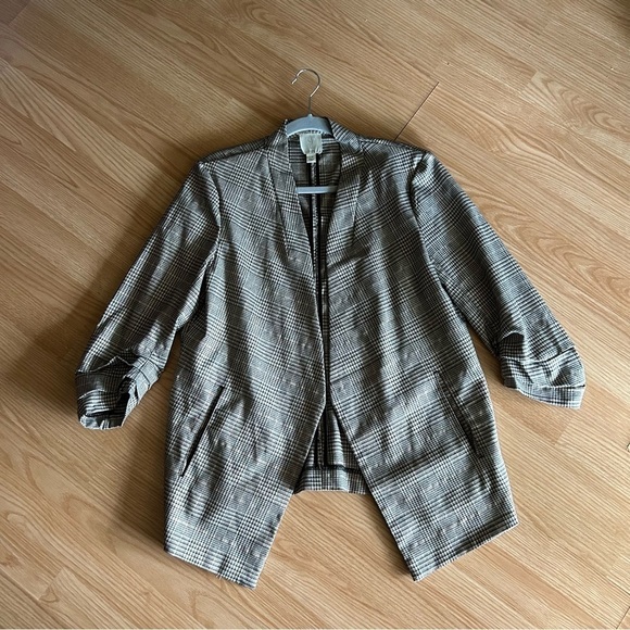 Joie Glen Plaid Open Front Oversized Blazer Women’s Large - Picture 1 of 8